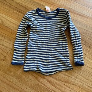 Striped Long-Sleeve Crew Tee in Navy and Cream